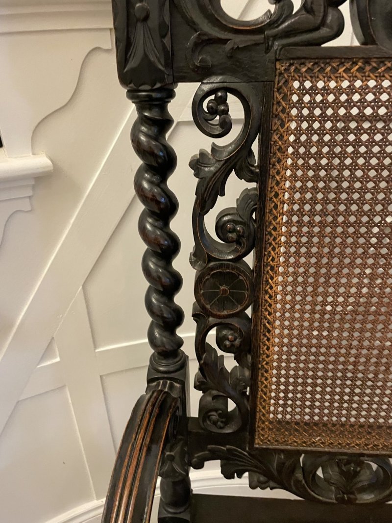 Large Antique Victorian Quality Carved Oak Throne Chair - Image 10